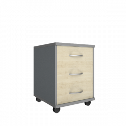 Тумба подкатная (3 ящика, с замком) Рива А.ТМ-3 Клен/Металлик / Riva