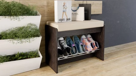 Тумба для обуви Тайм тип 1 Венге цаво/кож.зам. Крем