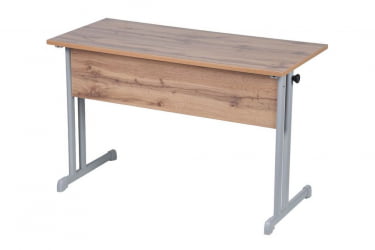 Парта двухместная с прямыми углами (рост 6) Клен Танзау/Металл Серый
