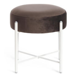 Банкетка AMBER металл, ткань, 41*41*40 см, темно-коричневый/белый