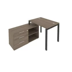 Рабочая станция на П-образном м/к с опорной тумбой левая Metal System Б.РС-СТС-2.1 Л Вяз/Антрацит