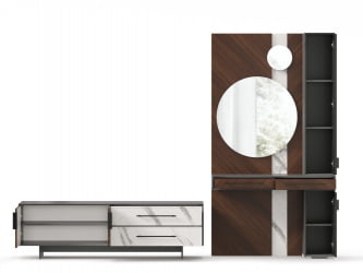 Набор мебели для гостиной Вилена №7 Серый/Орех/Монте белый