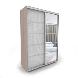 Шкаф-купе с зеркалом Акцент-Квадро КВ 1400х600 Шимо светлый/Хром