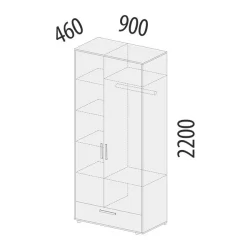 Шкаф для одежды с полками и штангой Аляска 501.01