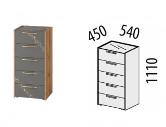 Комод в спальню Монако 902.19 Дуб Вотан Оникс Графит