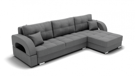 Диван Элита-3 угол левый/правый (ЗР) Цвет фасада: Светло серый; Тип: Левый/правый; Материал фасада: Металл/Велюр