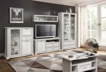 Шкаф для посуды в гостиную Сохо 32.09 Бетон пайн белый