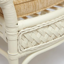 Комплект обеденный ANDREA GRAND (стол со стеклом+6 кресел+ подушки) TCH White (белый), Ткань рубчик, цвет кремовый