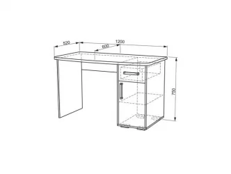 Стол компьютерный Лайт-1 модуль 02 Дуб сонома/Белый