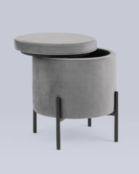Пуф Грейс с ящиком велюр Серый