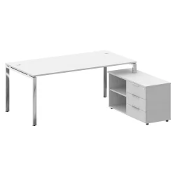 Стол рабочий руководителя с опорной тумбой левый МЕТАЛ СЙСТЕМ ДИРЕCТ БГ.СРТ-5.9 Пр Белый / METAL SYSTEM DIRECT
