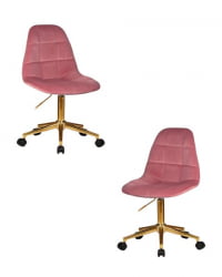 Офисное кресло для персонала ДОБРИН МОНТЙ ГОЛД (розовый велюр (МДЖ9-32)) 2 шт / DOBRIN MONTY GOLD (MJ9-32))