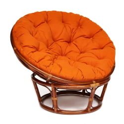 Кресло PAPASAN 23/01 W /с подушкой/ диаметр подушки 122 см, 115х101х104 см, Pecan (орех), ткань Оранжевый, С 23