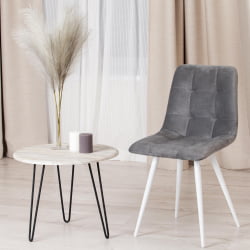 Стул CHILLY (mod. 7095-1) ткань/металл, 45x53х88 см, высота до сиденья 50 см, серый barkhat 26/белый