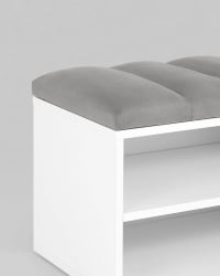 Обувница Хольст белая велюр Серый