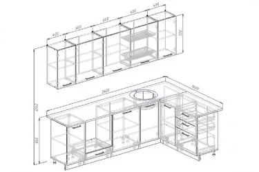 Угловая кухня Жемчуг 2600х1600