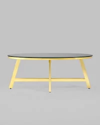 Овальный журнальный столик АЛЬБА 100x50 Золото (стекло черное)