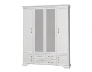 Шкаф четырехдверный Грация  ШР-4 с зеркалом Белый