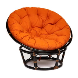 Кресло PAPASAN 23/01 W /с подушкой/ диаметр подушки 122 см, 115х101х104 см, Antique brown (античный черно-коричневый), ткань Оранжевый