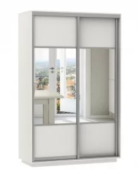 Шкаф-купе со стеклом Экспресс Дуо Комби 1400х2200х Белый снег / 1400х2200h