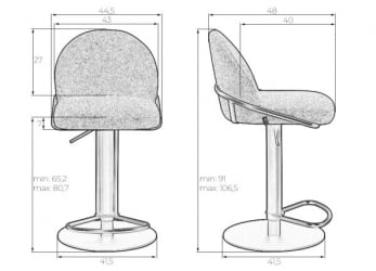 Стул барный ДОБРИН ОЛИВЕР (серая ткань (ФЛЙ1347-17)) 2 шт / DOBRIN OLIVER (FLY1347-17))