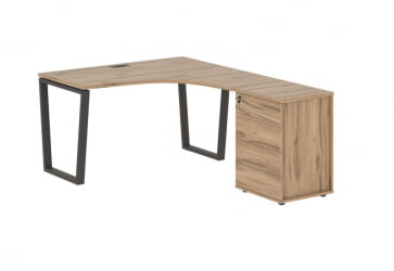 Стол эргономичный с тумбой правый ЕДИС ЕВCЕТ 1318 Р Дуб Денвер светлый Мокко / EDIS EVCET R