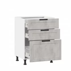 Тумба кухонная 600 с 3 ящиками ЛЮКС (4) Джамис ЛД 296.910.000.038 Белый Белый камень