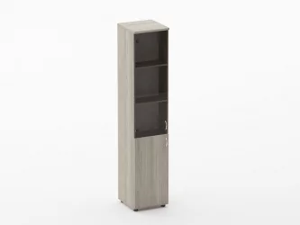 Шкаф высокий со стеклом Twin 16.16.13Л Дуб Сантана светлый