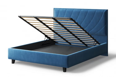 Кровать СОФИЯ 2000*1600мм (на опорах), велюр Бренди лайт 08 (синий), (б/основания, б/матраса)