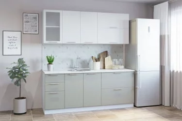 Гарнитур кухонный СОФТ В 2 (врезная мойка) рельеф белый/латте