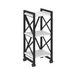 Стеллаж на колесных опорах - 3 полки LOFT  VR.L-MST.K-3.4 Металл черный Белый Бриллиант