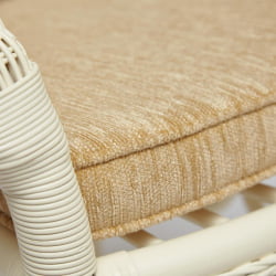 Комплект обеденный ANDREA GRAND (стол со стеклом+6 кресел+ подушки) TCH White (белый), Ткань рубчик, цвет кремовый