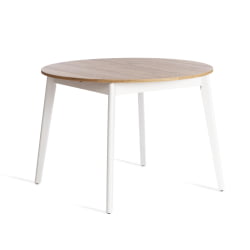 Раздвижной овальный стол SVELTO ЛДСП, опора-массив березы, 105 х 105 (140) х 74.5 см, Дуб Вотан/белый