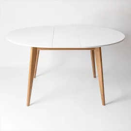 Стол обеденный Орион Plus 100x100 Эмаль белая Морилка Орех