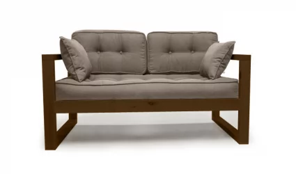 Диван для балкона двухместный DEmoku Д-2 бежевый-темный дуб