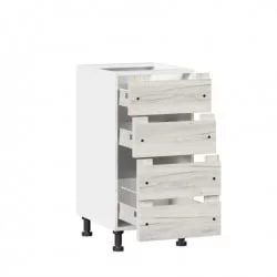 Тумба кухонная 400 с 3 ящиками ЛЮКС (4) Винченца ЛД 234.880.000.015 Тип 2 Белый Дуб Крафт белый