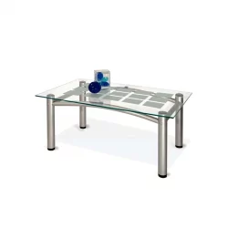 Придиванный столик Робер 3М Металлик/ прозрачное