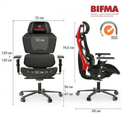 Эргономичное компьютерное кресло (для геймеров) Eureka TYPHON, Red