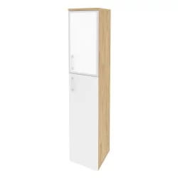 Шкаф высокий узкий правый ОНИКС О.СУ-1.7Р(Р) вхите Тиквуд Светлый/Белый / ONIX O.SU-1.7R(R) white