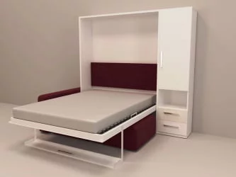 Кровать-трансформер Смарт 1 правый с пуфом 1600 Дуб молочный