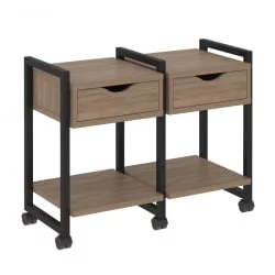 Тумба на колесных опорах наборная. Вариант №1 LOFT VR.L-TN-1.K Металл черный Дуб Аризона