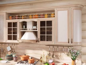 Шкаф кухонный 450 со стеклом Кантри ЛД 235.572.000 Сономе эйч светлая