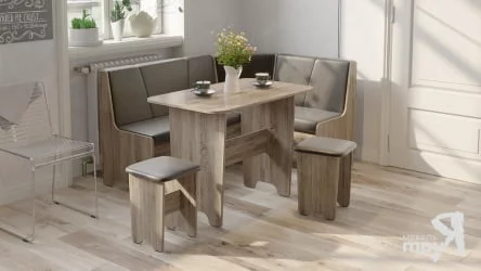 Кухонный уголок Техас Исп.1 Дуб Сонома трюфель/Экокожа коричневая