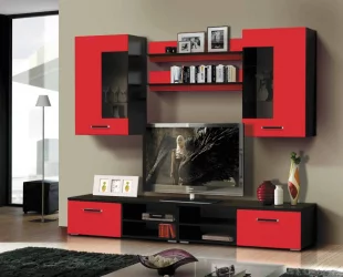 Набор мебели для гостиной Грация 1.4 МДФ глянец Венге/Красный