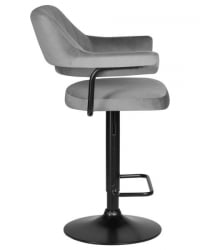 Стул барный ДОБРИН CХАРЛЙ БЛАCК (серый велюр (МДЖ9-75)) 2 шт / DOBRIN CHARLY BLACK (MJ9-75))