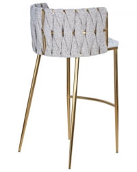 Стул барный ДОБРИН ЕММА ГОЛД (белый ПУ (Т-01), белая ткань (Ф-49)) 4 шт / DOBRIN EMMA GOLD PU (T-01), (F-49))