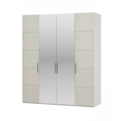 Шкаф четырехстворчатый Вива ШР-4 с зеркалом Белый Белый глянец