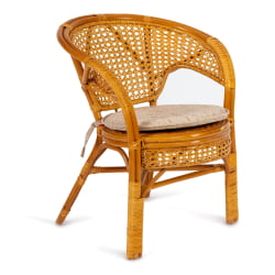 Комплект PELANGI 02/15 ( стол со стеклом + 4 кресла ) [без подушек] ротанг, кресло 65х65х77см, стол диаметр 64х61см, Honey (мед)