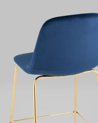 Стул полубарный Валенсия SN велюр Синий золотые ножки