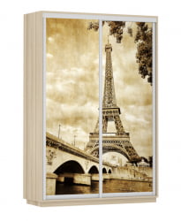 Шкаф-купе со стеклом Экспресс Дуо 1400х2200h Париж/Ясень шимо светлый